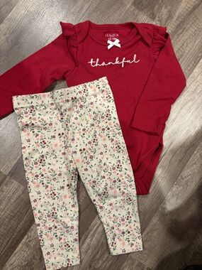 Lila & Jack Cream Floral Leggings for Girls - Pink & Green Print